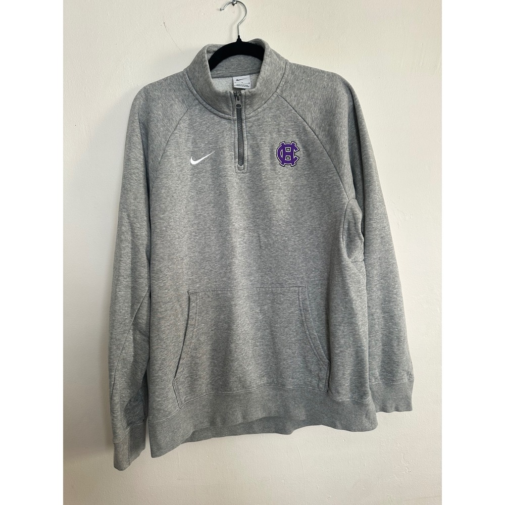 Nike Holy Cross Crusaders Quarter Zip Sweatshirt Mens Medium Grey Pullover